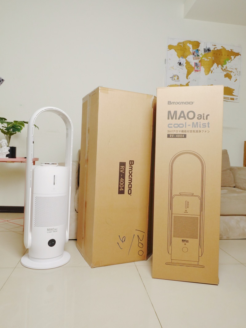日系小家電開箱！Bmxmao MAO air cool-Mist 3in1空間除菌大師，霧化水氧機X無葉循環扇X空氣清淨三機合一，終於不用再洗電風扇了！