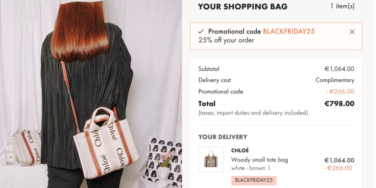 2022 24S 黑五折扣開跑！24S 精選原價商品滿額 75 折，特價折上 8 折（麥坤鞋約NT$11300、CHLOÉ Woody 迷你托特包約NT$19000）