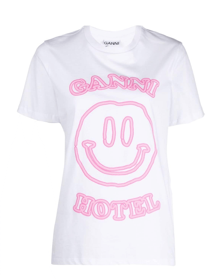 GANNI logo crew neck T shirt