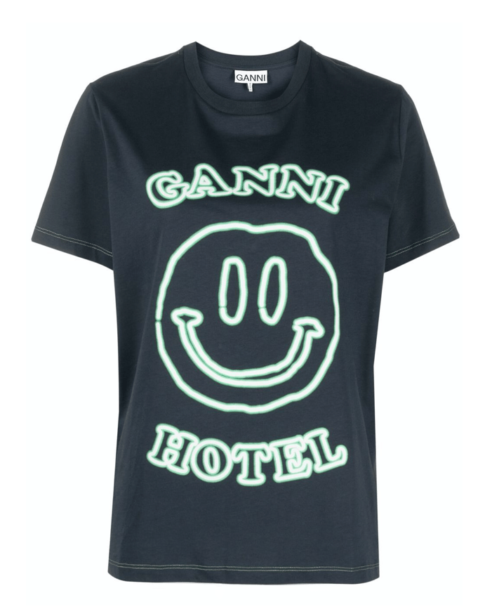 GANNI smiley face print T shirt