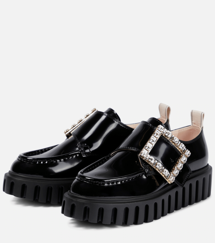 ROGER VIVIER Viv Go Thick patent leather platform loafers