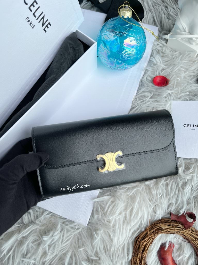 CELINE皮夾開箱！CELINE TRIOMPHE 凱旋門長夾，磨損釦頭竟是刻意設計？！英國買現省台幣8000（無退稅）！ – 厭室女郎Emily