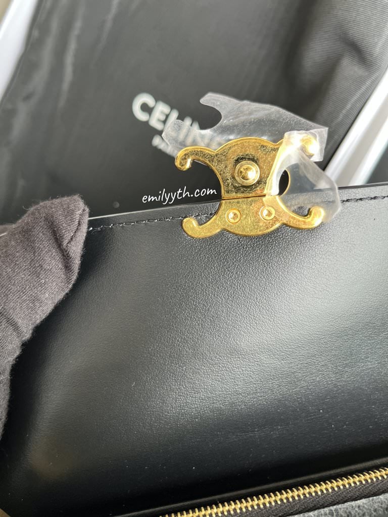 CELINE皮夾開箱！CELINE TRIOMPHE 凱旋門長夾，磨損釦頭竟是刻意設計？！英國買現省台幣8000（無退稅）！ – 厭室女郎Emily