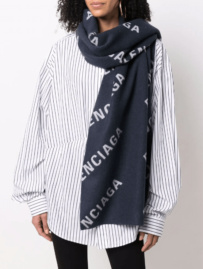 Balenciaga intarsia logo wool scarf