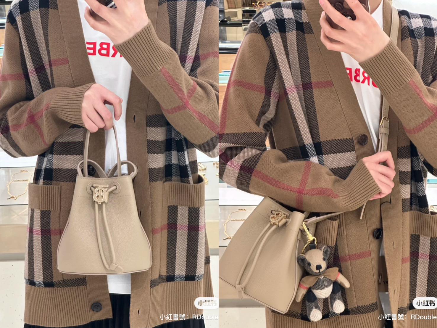 BURBERRY TB bucket bag 燕麥色