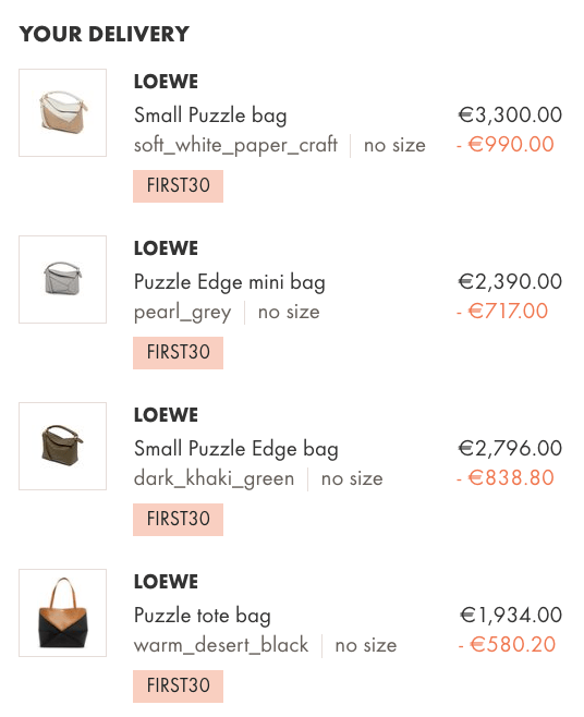 24S 私密折扣限時7折，Loewe Puzzle 低至58折起，Chloe Woody 小籃子低至54折起！