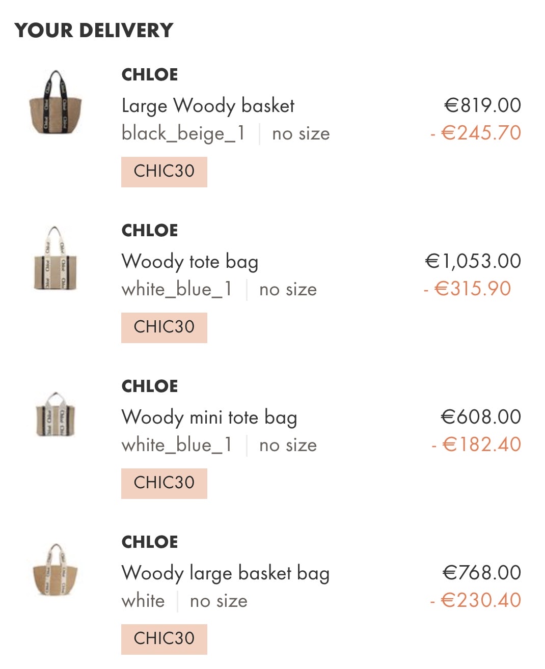 24S雙十一加碼低至7折，Chloe woody 包包低至48折！！