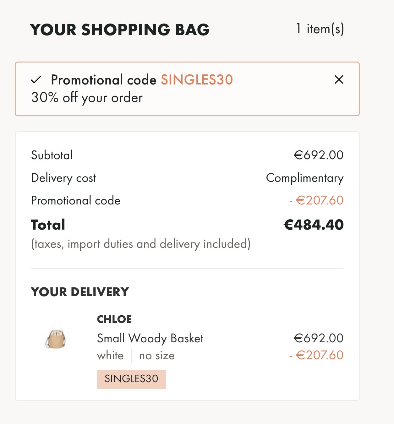 24S雙十一加碼低至7折，Chloe woody 包包低至48折！！