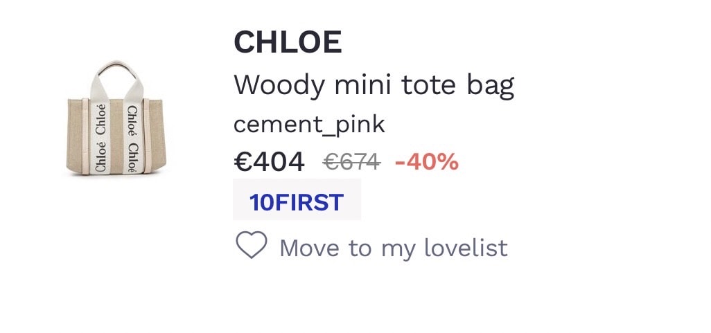 24S雙十一加碼again低至6折，CHLOE mini tote 低至38折、小籃子經典米色低至56折。