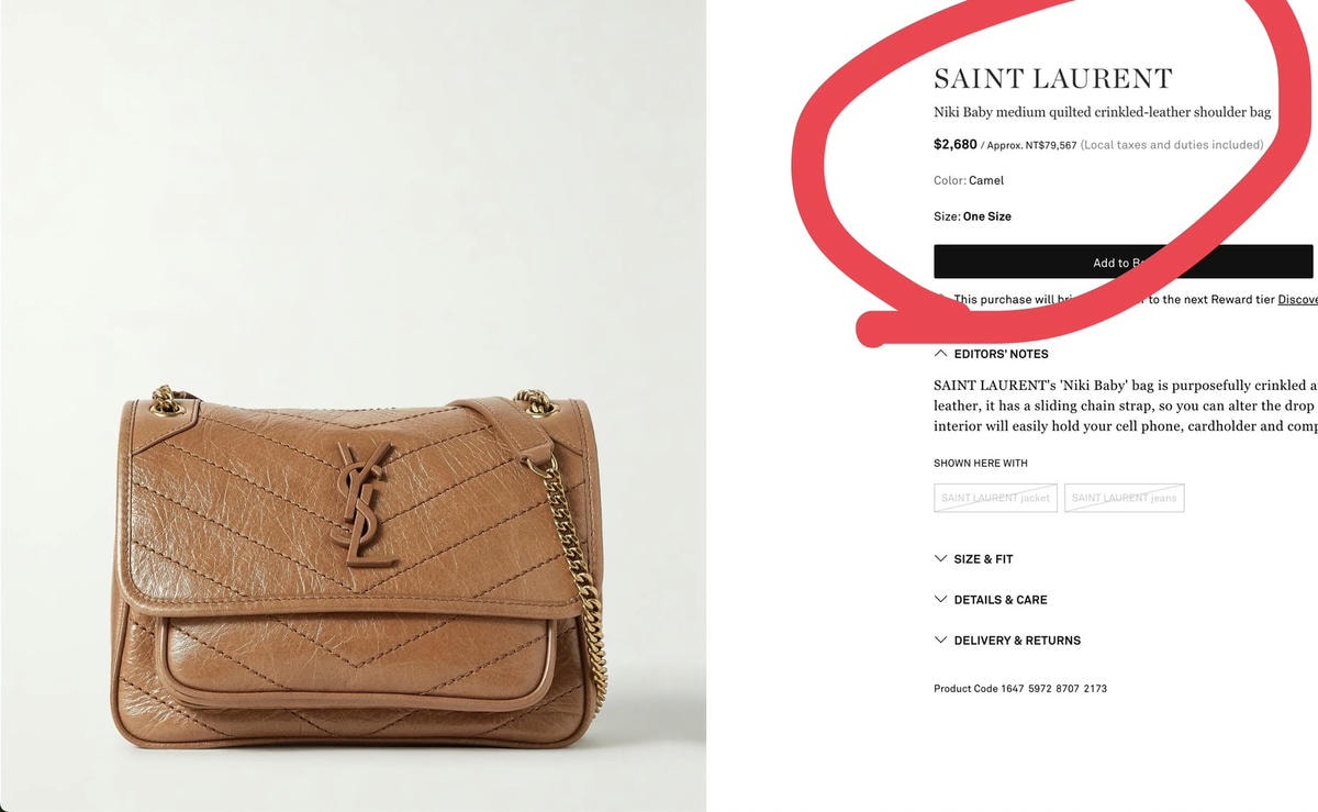 YSL Niki baby 專櫃 82 折 bug價，我多講一句，就有可能調漲或下架！